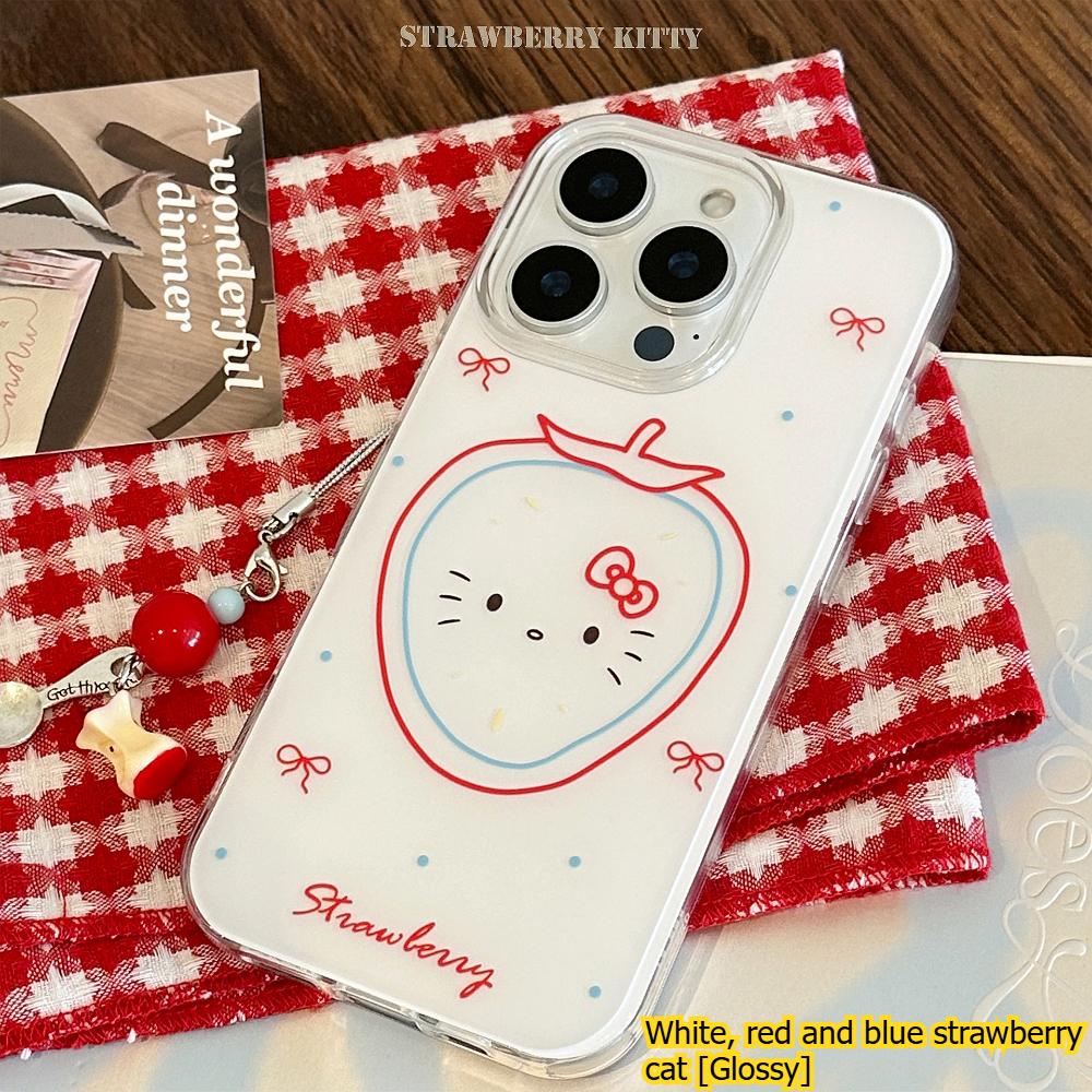 Cute Strawberry Cat IPhone 16 Case, Compatible with IPhone 17 Pro Max, Multi-Size Protective Case