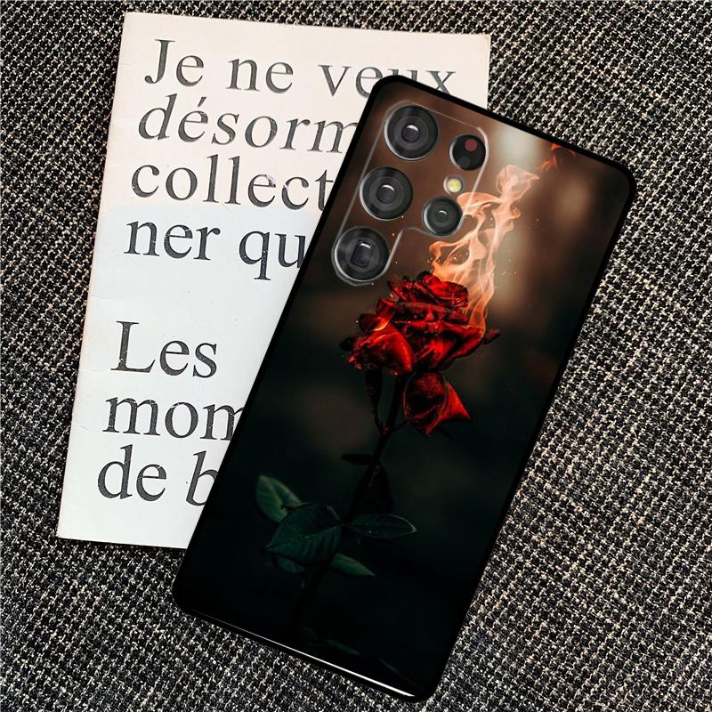Red Rose Flower Case For Samsung Galaxy S25 Ultra S20 S21 S22 S23 S24 Ultra S9 S10 Plus S24 FE Back Cover