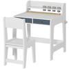 Kids' Desk and Chair Set with Shelf, Cup Holder, Drawers, Wooden for Boys and Girls Bedroom