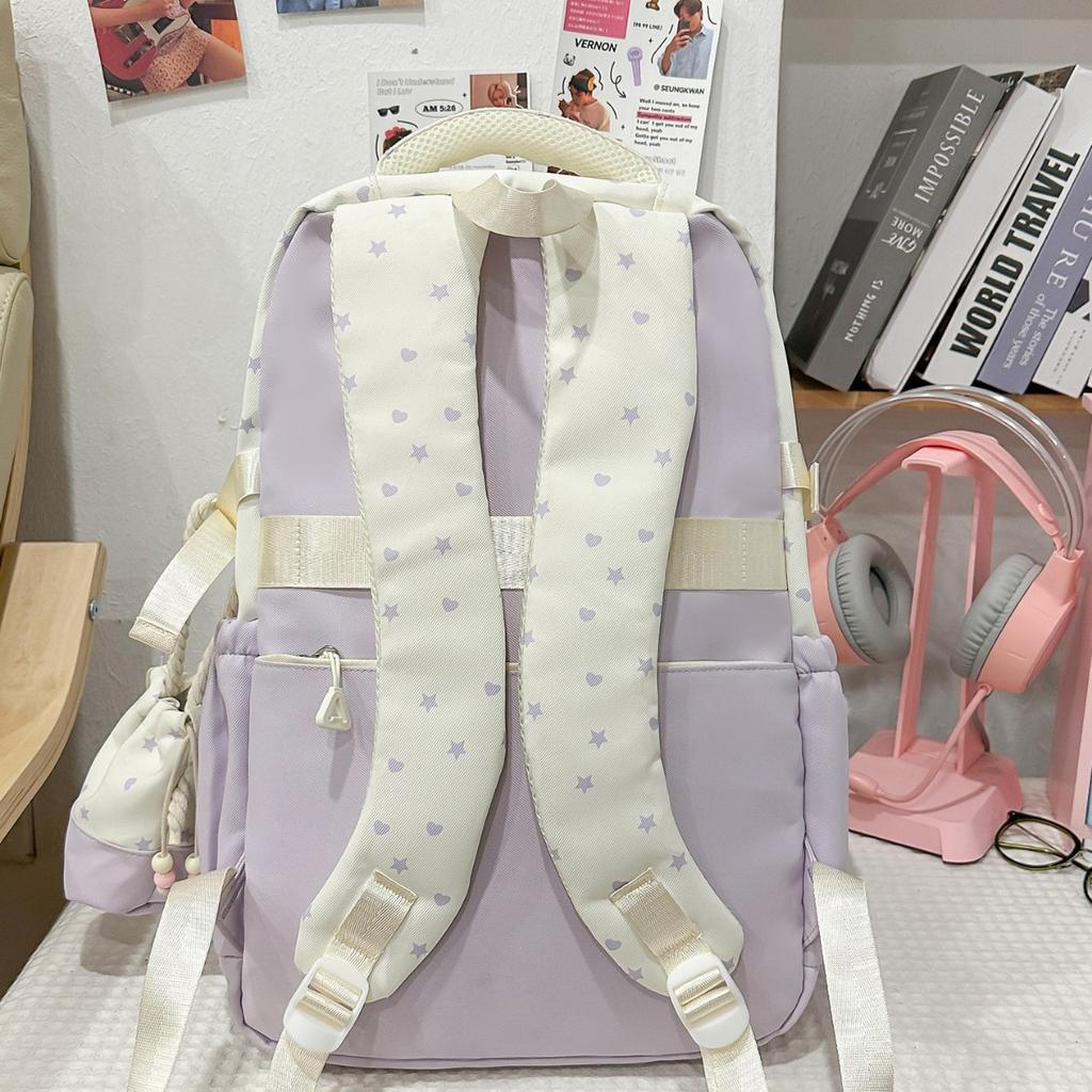 Schoolbag Japanese Ins Cute College Style Make-up Bag Female High-value Primary and Secondary School Students Grades 1-1 Two-piece Backpack