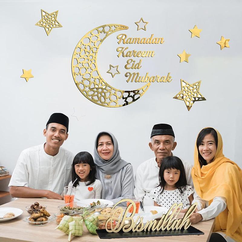 Acrylic Islamic  Wall Stickers Decors Ramadan Kareem and Eid Mubarak Decoration