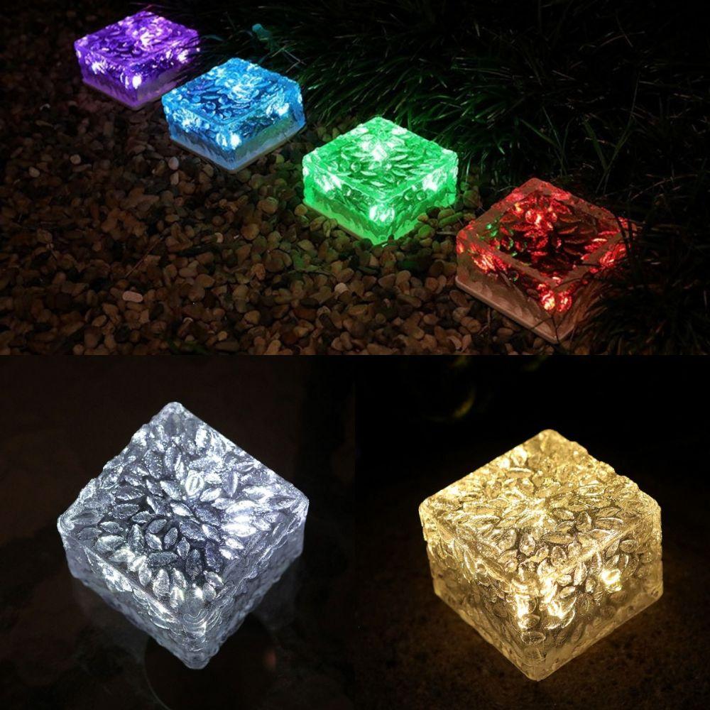 Solar Powered Solar Ice Brick Lights Rainproof Waterproof Outdoor Ice Rock Cube Lights Automatic Long-last Lighting