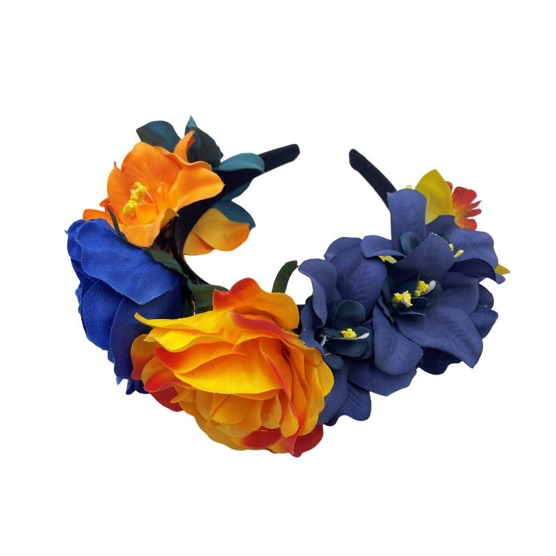 Parade simulation rose headdress, women s 12cm pink big rose crown headband