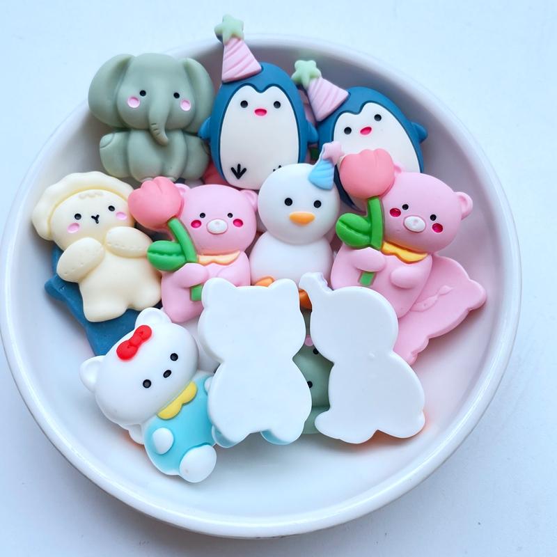 10Pcs New Cute Mini Mixed Cartoon Animals Flat Back Resin Cabochons Scrapbooking DIY Jewelry Craft Decoration Accessorie