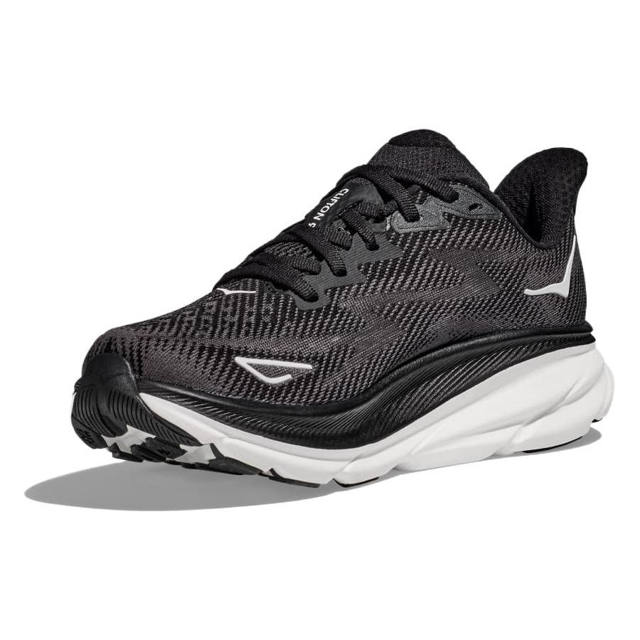 HOKA  Clifton 9 Wide Black White Women Sneakers 1132211-BWHT