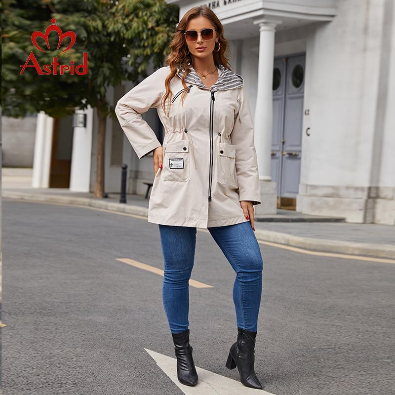 Astrid New Women's Trench Coat Women Jacket Plus Size Hooded Windbreaker Casual Overcoat Female Outerwear Spring 2022 AS-20110