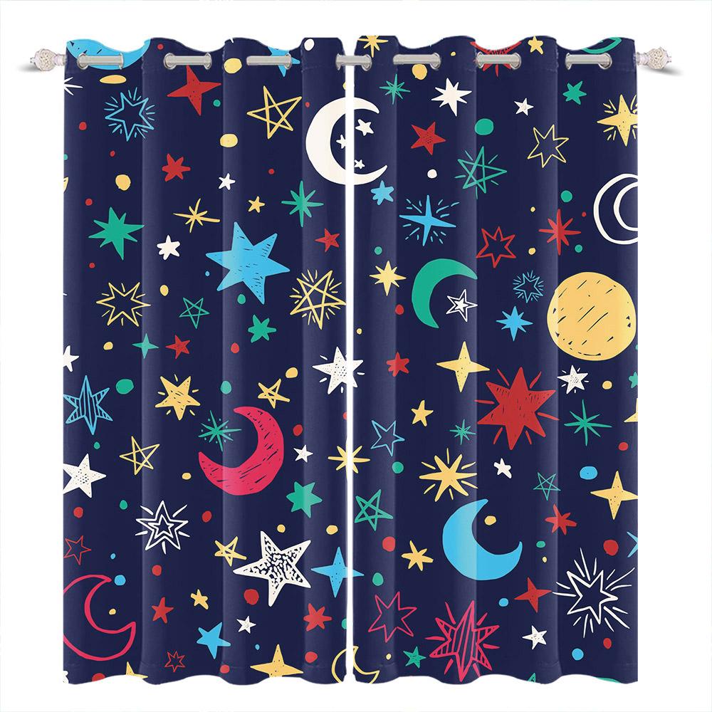 Kids Room Decoration Curtain Cartoon Pattern Whale Unicorn Space Planet Elephant Boy Girl Children'S Bedroom Blackout Curtains