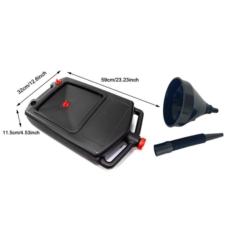 Oil Fuel Coolant Drain Tray Pan Efficient Slotted Storage Can with Funnel PP Impact Resistant for Garage Motorcycle