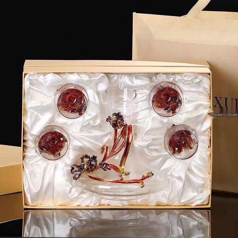 

Shangqi Classical Iris Enamel Wine Set with Decanter