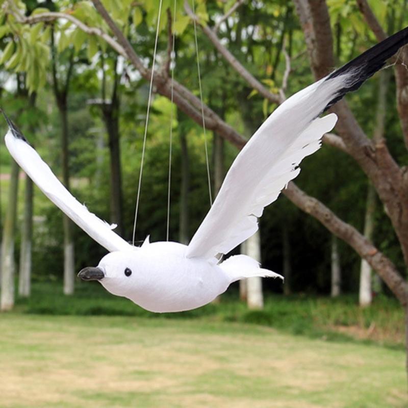 Simulated Feathered Seagulls Bird Sculpture Hanging Garden Ornament For Outdoor Balconies Wedding Parties Decoration