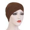 1Pc Hijab Breathable Solid Color Female Head Wrap Cross Forehead Polyester Headwrap Women's Turban
