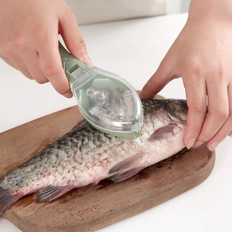 Fish Scales Graters Scraper Fish Cleaning Tool Scraping Scales Device with Cover Home Kitchen Cooking Fishing Tool Pesca Tackle