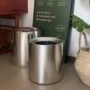 Electroplated Silver Wastebasket Premium Imitation Metal Bin Household Living Room Bedroom Office Rubbish Bin Industrial Style