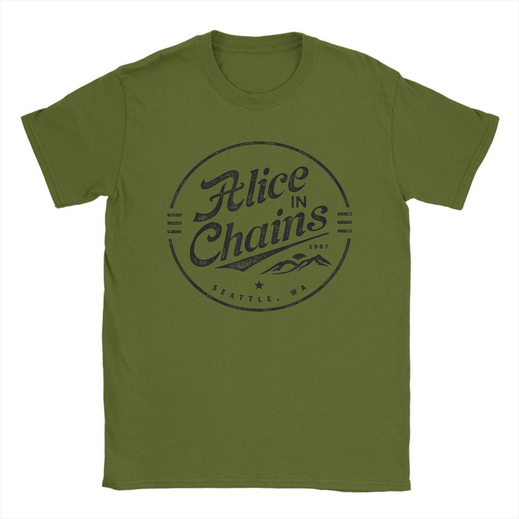 Alice in Chains Bandlogotyp T-shirt Herr Bomull Roliga T-shirts Rundhals Heavy Metal Musik T-shirt Kortärmad Merch Plus Size
