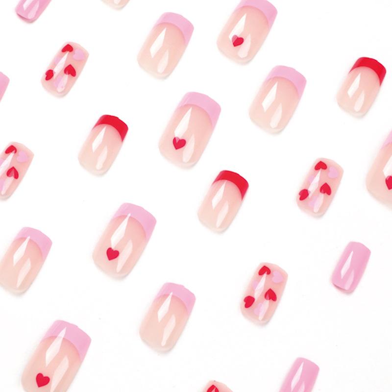 Tragbarer Nagelsticker rot pink Französisch Liebe tragbares Nagelstück Fertiges Nagelpflaster Fertiges Nagelstück Tragbares Nagelstück