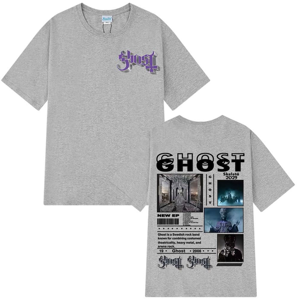 Ghost Skeletour World Tour Horký Výprodej 2025 Album Trička Muž Žena Krátký Rukáv Volné Ležérní Oversized Harajuku Punk Trička