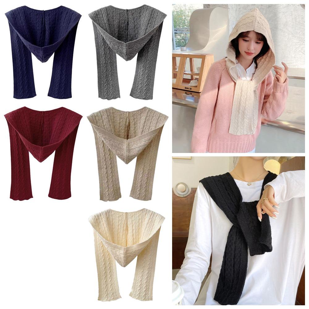 Cozy Hooded Shawl Fashion Knit Shawl Wrap Korean Style Ponchos Shawl Autumn Spring