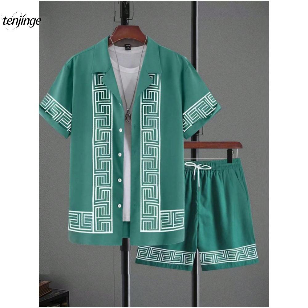 Everyday Fashion Men's Short-sleeved Shirt Summer Short-sleeved Shirt And Beach Shorts Men's Suit Street Casual Y2k Men's Shorts