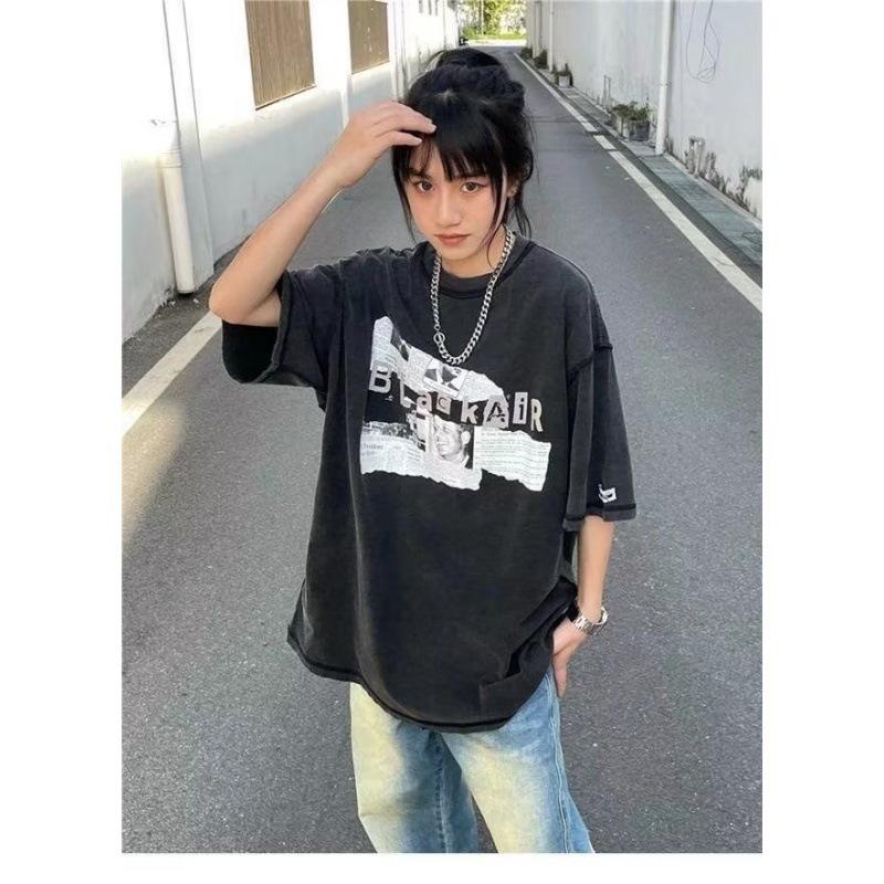 

Trendy Unisex Cotton Short-Sleeve Street Style T-Shirt - Hot Summer Casual Wear Double Extra Large промывают черный