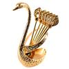 Food Grade Cutlery Spoon Set Corrosion Resistant Useful Swan Shaped Storage Holder Dinnerware