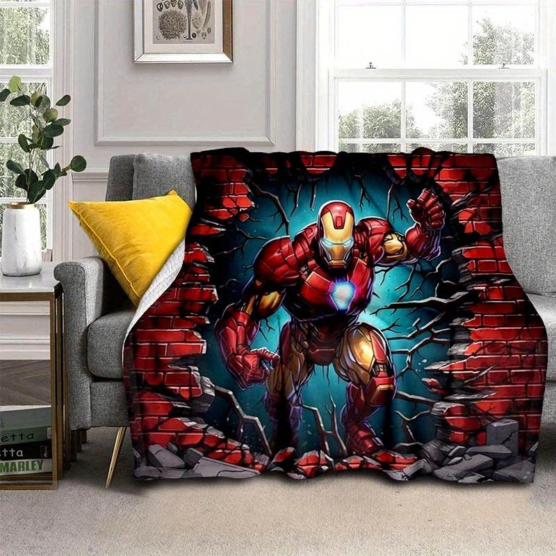 1pc Iron Man Printing Blanket - Soft, All-Season Throw for Living Room, Bedroom,Personalized Gift with Adorable Cartoon Design