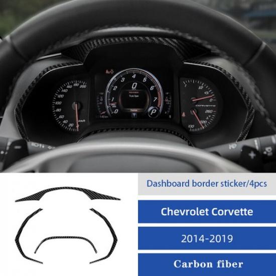 4Pcs Carbon Fiber Dashboard Panel Decor Trim For Chevrolet Corvette C7 2014-