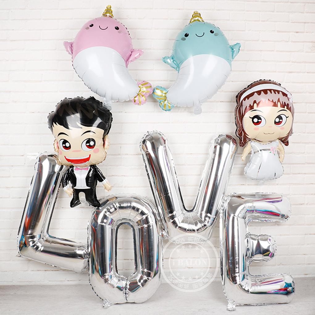 4pcs/set 32 Inch Silver Love Letter Aluminum Film Balloon Wedding Bridal Shower Anniversary Decor