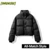 IHUASU Women's Fashion Casual Fall Winter Solid Color Print Long Sleeve Jackets & Coats Down Coats