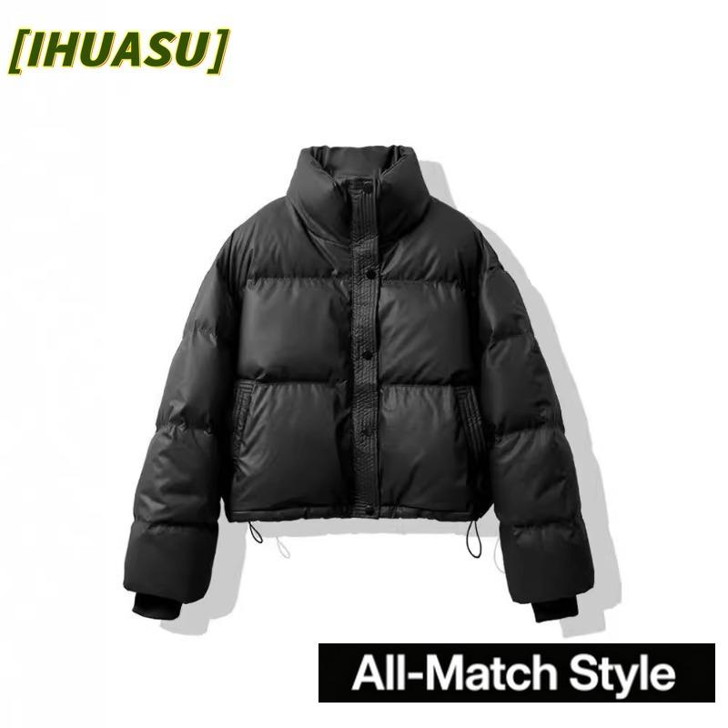 IHUASU Women's Fashion Casual Fall Winter Solid Color Print Long Sleeve Jackets & Coats Down Coats
