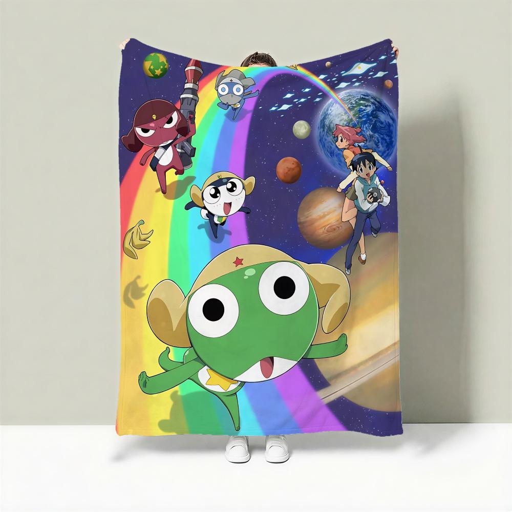 Cartoon K-Keroro Gunsou Throw Lightweight 240g Flannel Blanket Soft Skin-friendly for Summer Cooling