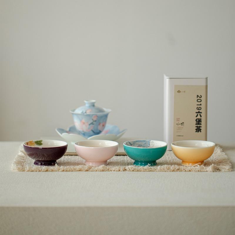 Hand Painted Famille Rose Porcelain Tea Cup Spring Summer Autumn Winter Set Chinese Gongfu Tea Ceremony Personal Cup