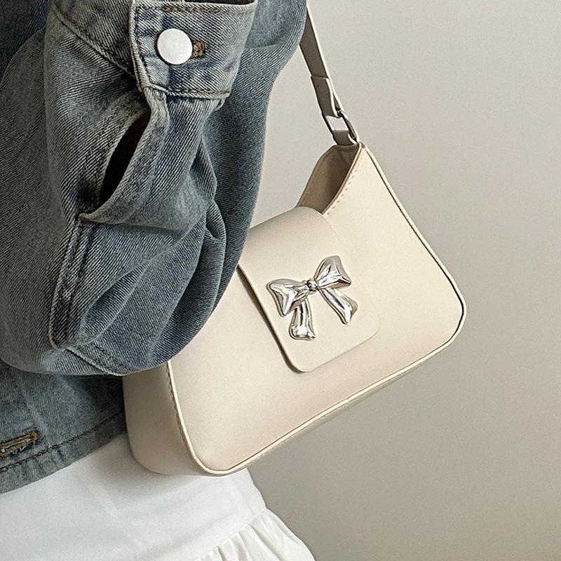 Korean Version Versatile Bag Women's 2025 Spring New Trend Foreign Fashion Shoulder Bag Bow Ins Underarm Bag