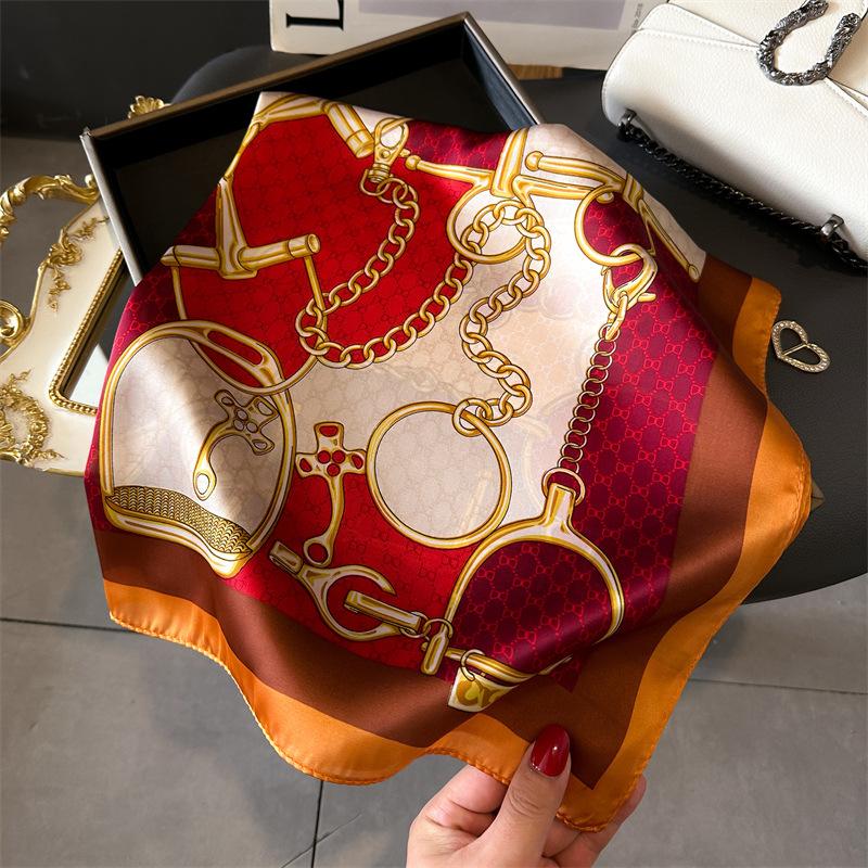 Leopard Print Small Square Scarf Imitation Silk Headscarf Scarf Printed Silk Scarf Neck Protection Scarf Professional Lady
