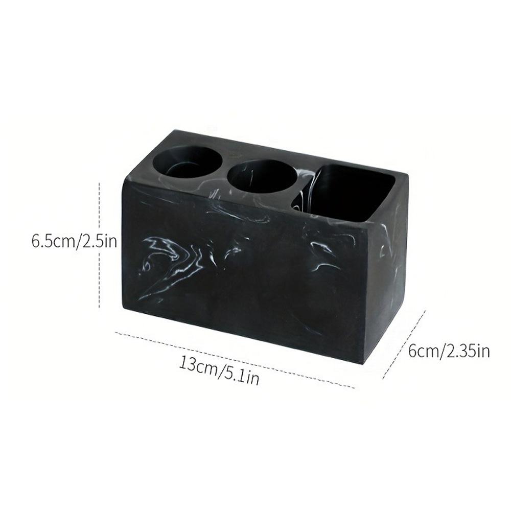 Marble Pattern Toothbrush Holder, Resin Electric Toothbrush Stand Organizer for Toothpaste & Toothbrush Storage, Black & White
