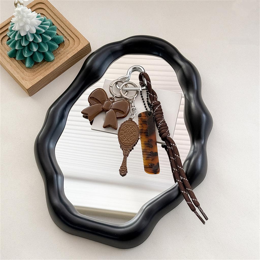 Modischer Acetat-Kamm Spiegel Schlüsselanhänger Multifunktionales Schlüsselzubehör Geeignet für junge Frauen und Mädchen Outdoor-Gebrauch