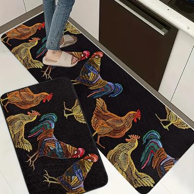 1 Pieza Alfombras de Cocina Antifatiga, Estampado de Gallo Impermeable Antideslizante Gruesa Acolchada Alfombra de Cocina Confort de Alta Resistencia Alfombra para Estar de Pie para Cocina