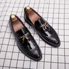 Summer Men Casual Genuine Leather Tassel Office Loafers Wedding Black Dress Shoes Banquet Business Shoes Outdoor Walking Shoes