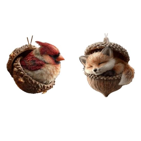 Waldtier Eichel Ornamente Acryl Niedlich Weihnachtsbäume Hängedekorationen Rustikale Heimdeko Weihnachtsgeschenk für Tierliebhaber