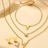 ZAKOL 3 Pcs Simple Stainless Steel Zircon Set Christian Cross V Letter Charm Earring Necklace Bracelet Accessories Zircon Gift