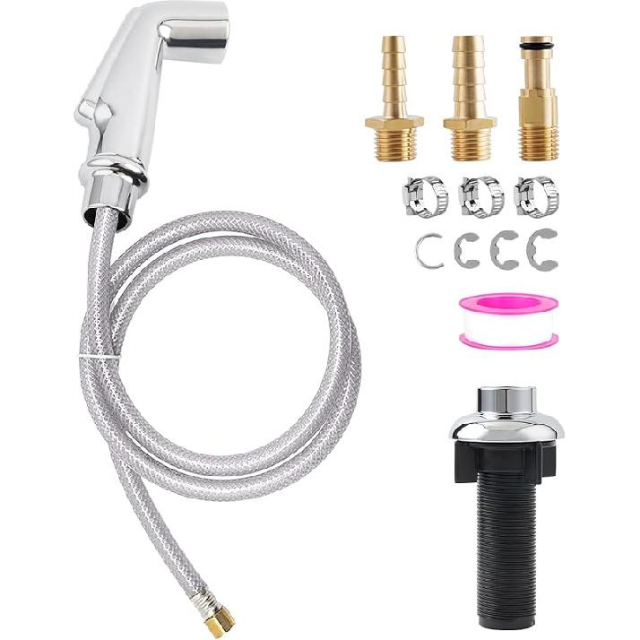 Universal Kitchen Sink Spray Attachment/Hose/Holder Set, Kitchen Side Sprayer Compatible with Moen Faucet, Kitchen Sink Faucet Sprayer Replacement, Chrome