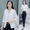 Three Quarter Sleeve Solid Color Patchwork Notched Lace Button Blazers Spring Autumn Thin Office Lady Women's Clothing Formal
