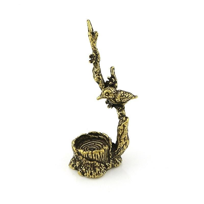 Antique Copper Magpie Plum Branch Ornament Creative Animal Incense Burner Desktop Decor Home Office Decoration