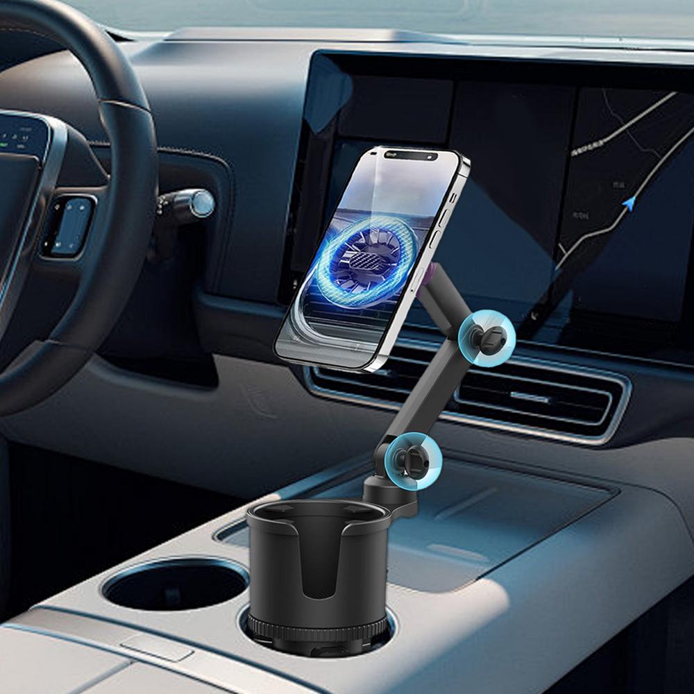Bekerhouder Telefoonhouder voor Auto 2-in-1 Mobiele Telefoon Standaard Bekerhouder Vergroter 360° Rotatie Uitbreidbare Bekerhouder Magnetische Lange Arm Drank