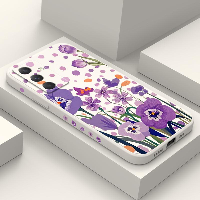 Purple Charm Tulip Phone Case For Samsung Galaxy A37 A57 Liquid Silicone Cover