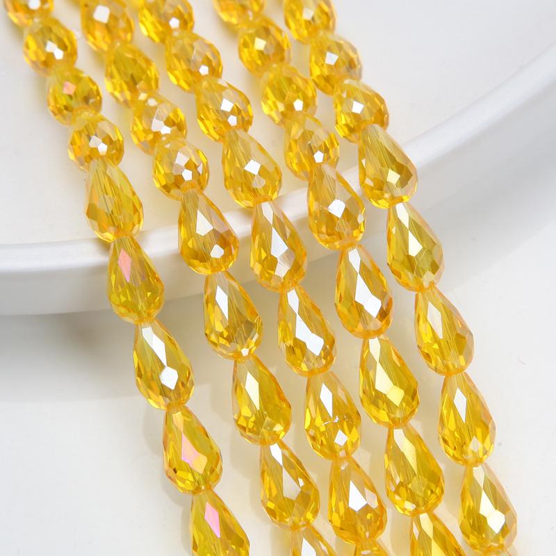 1 Strang 8x12mm Abstandshalter Wassertropfen Perlen AB Glanz Glas Kristall Perlen Armbänder für Damen Zubehör Perlen für Schmuckherstellung