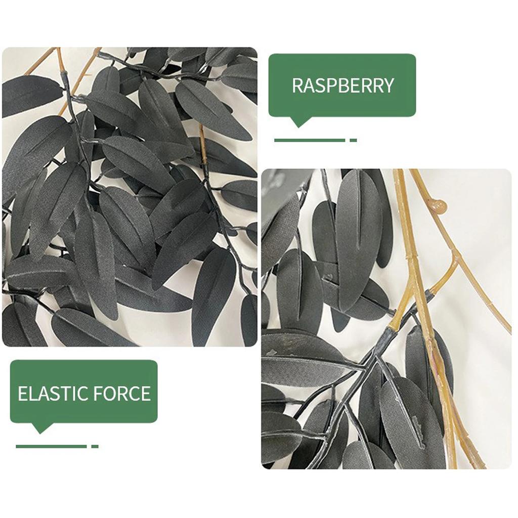 Black Willow Leaf Vine 2pcs Artificial Willow  Leaves Wedding Wall Hanging Green Plants Arch Wrapping Simulated Rattan 170cm