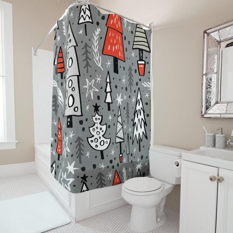 TU Botanical Shower Curtain Forest Trees Pattern Nature Bathroom Decor Vintage Farmhouse Rustic Shower Liner Waterproof Home Tex