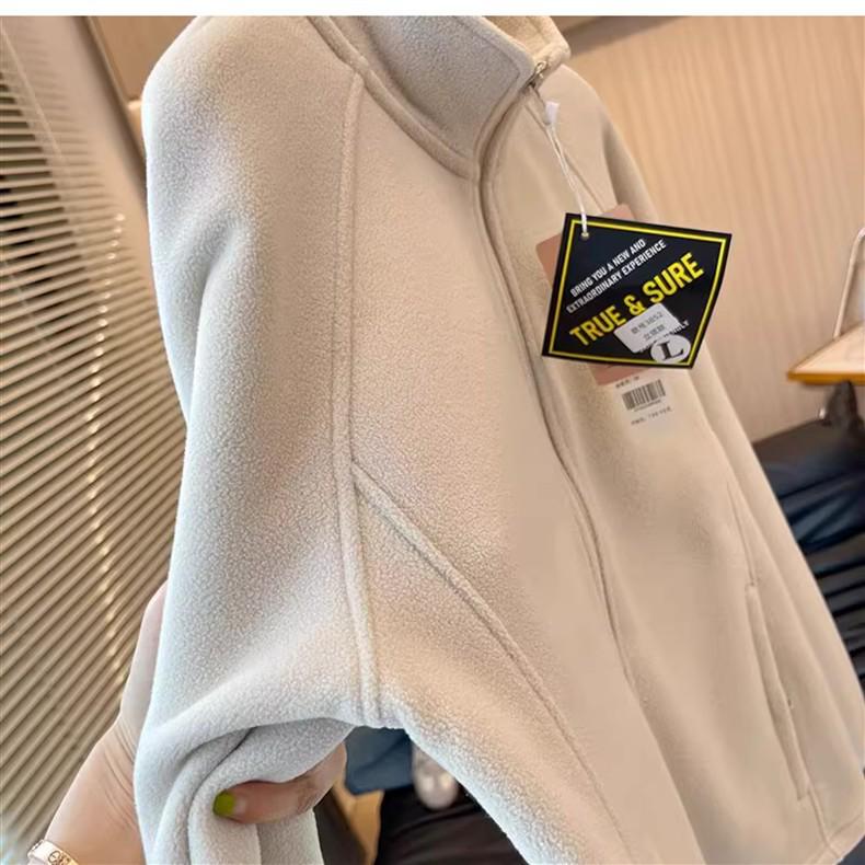 Damska Kurtka Sherpa z Polarowym Podszyciem w Górskim Stylu Outdoor z Kołnierzem Stojącym - Dwustronna, Pogrubiona, Ciepła, Codzienna Odzież Wierzchnia