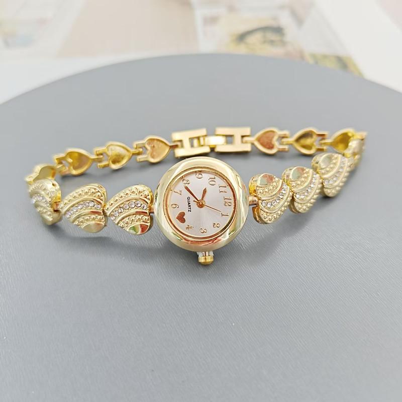 Fashion Heart-shaped Bracelet Ladies Watch Alloy Strap Rhinestone Inlaid Quartz Watch for Women Wristwatches Clock Montre Femme
