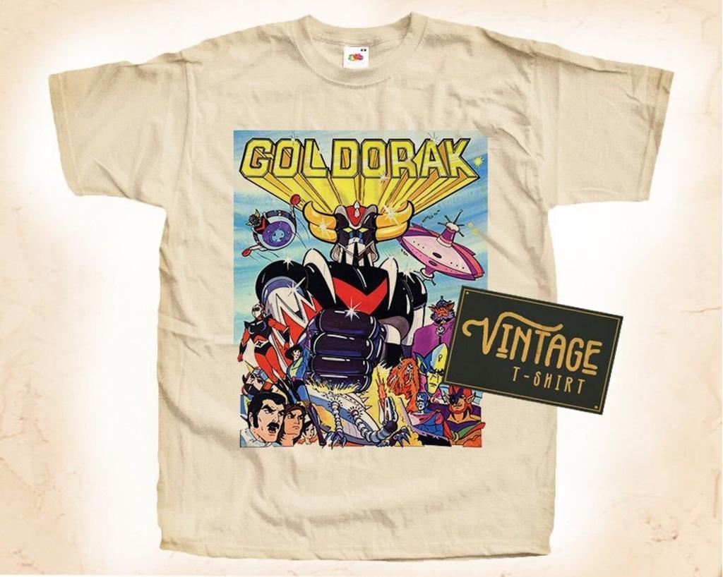 Goldorak V1 T-Shirt Vintage Natural Color Men's T-Shirt DTG Digital Print SIZES S M L XL 2XL 3XL 4XL 5XL